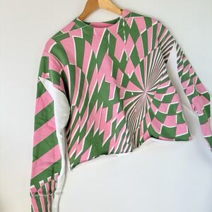 Stella McCartney x Ed Curtis Graphic Cropped Sweatshirt XS Pink Green